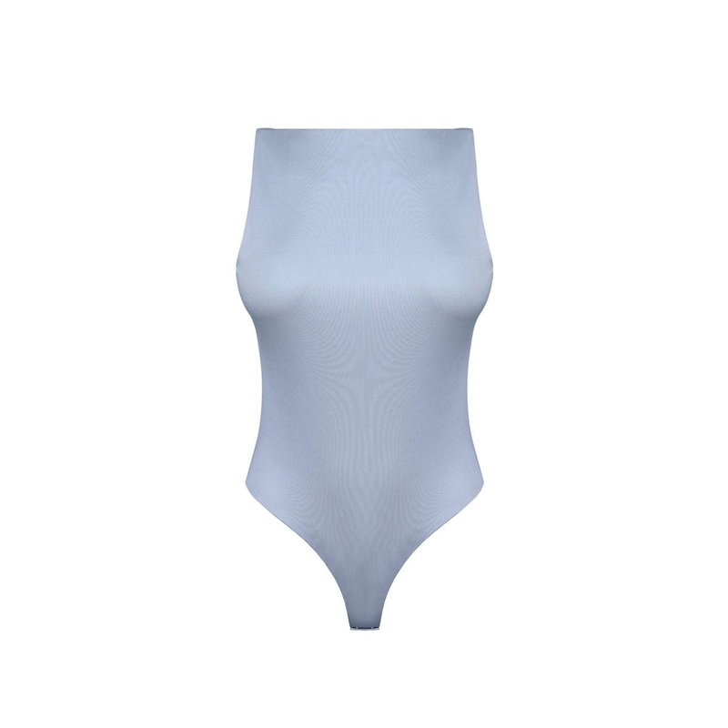 OPEN BACK BODYSUIT IN PEARL BLUE