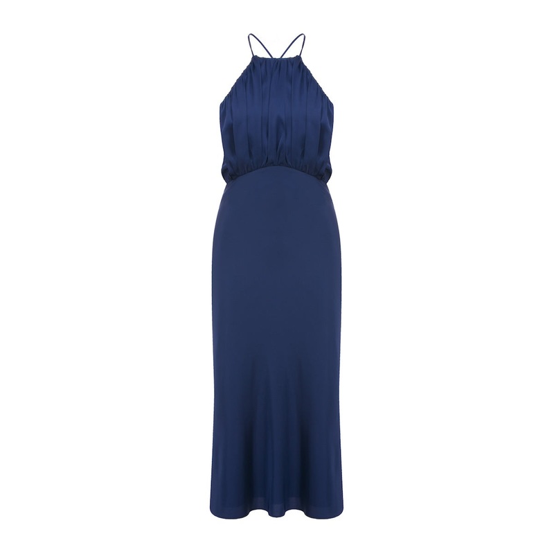 REESE SATIN DRESS IN PARISIAN BLUE