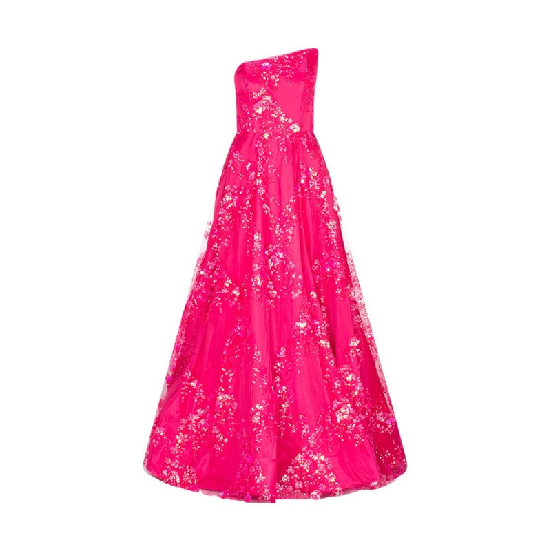 SERRA ASYMMETRIC GOWN IN FUCHSIA