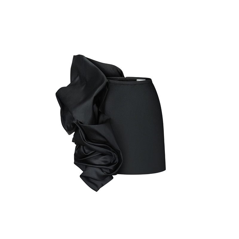 FLOUNCED SKIRT IN BLACK
