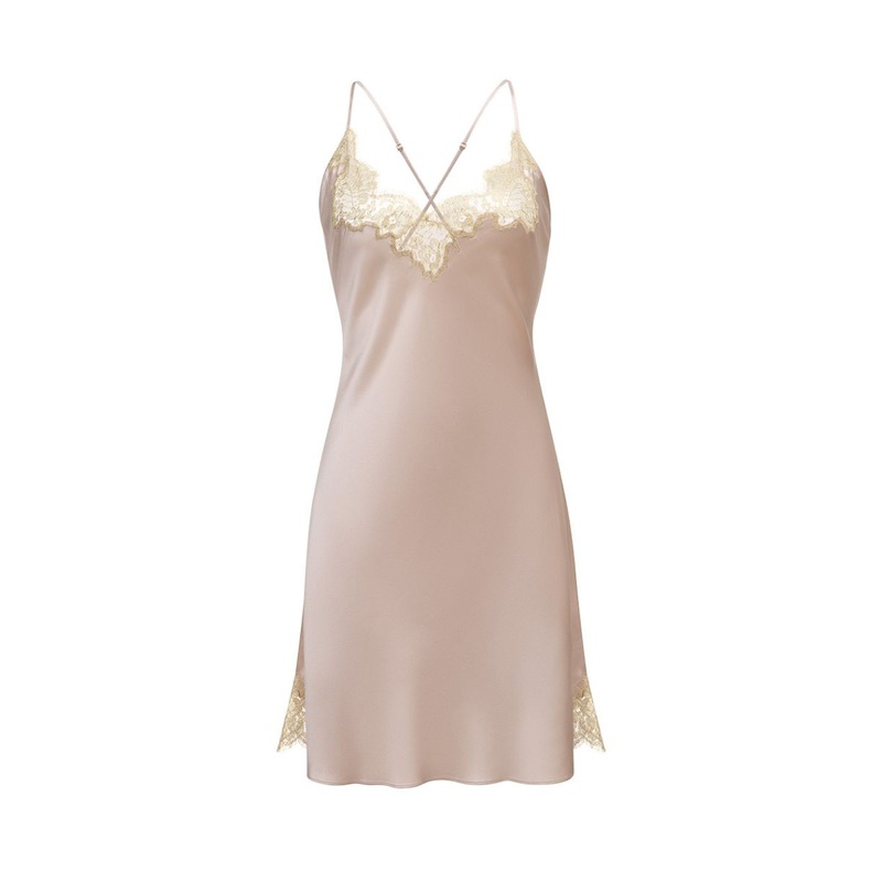 LACE-TRIMMED SLIP DRESS IN PINK
