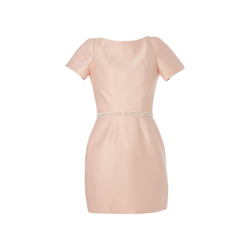 LARA FONDANT PINK DRESS WITH DIAMOND BELT