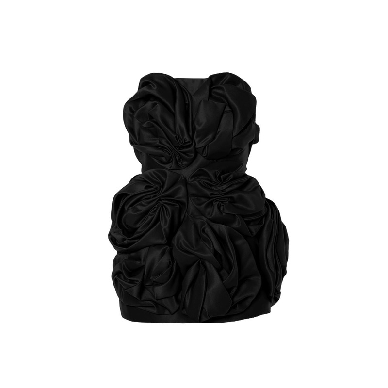 LILLY JET BLACK ROSE DRESS