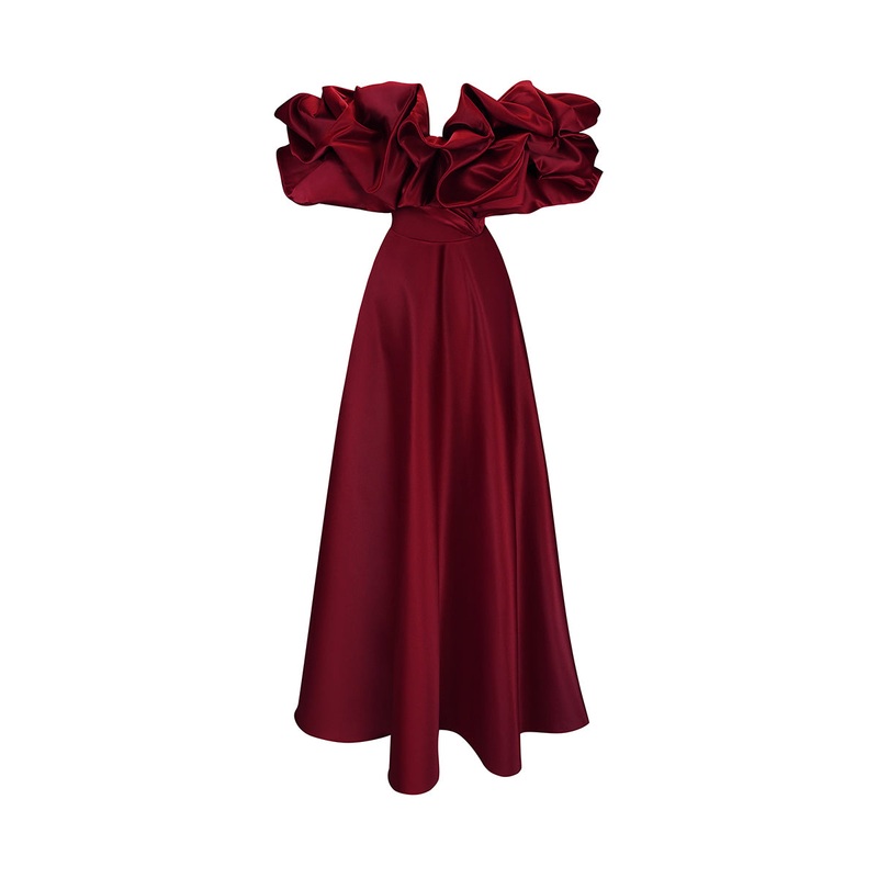 MERINGUE DRESS IN BORDO