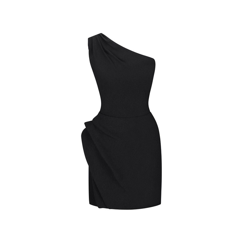 MINI ASYMMETRICAL DRESS IN BLACK