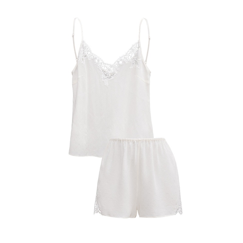 MONOGRAM WOMEN’S CAMISOLE SET IN WHITE