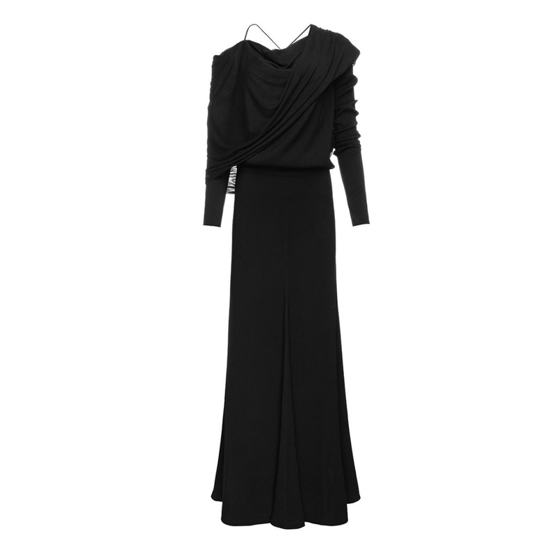 MULTIWAY NECKLINE LONG DRESS IN BLACK