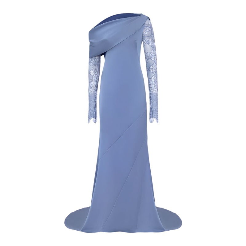 ONE-SHOULDER BLUE GOWN