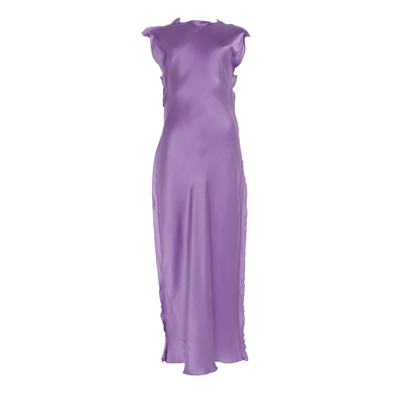 RUFFLE BACK SILK DRESS