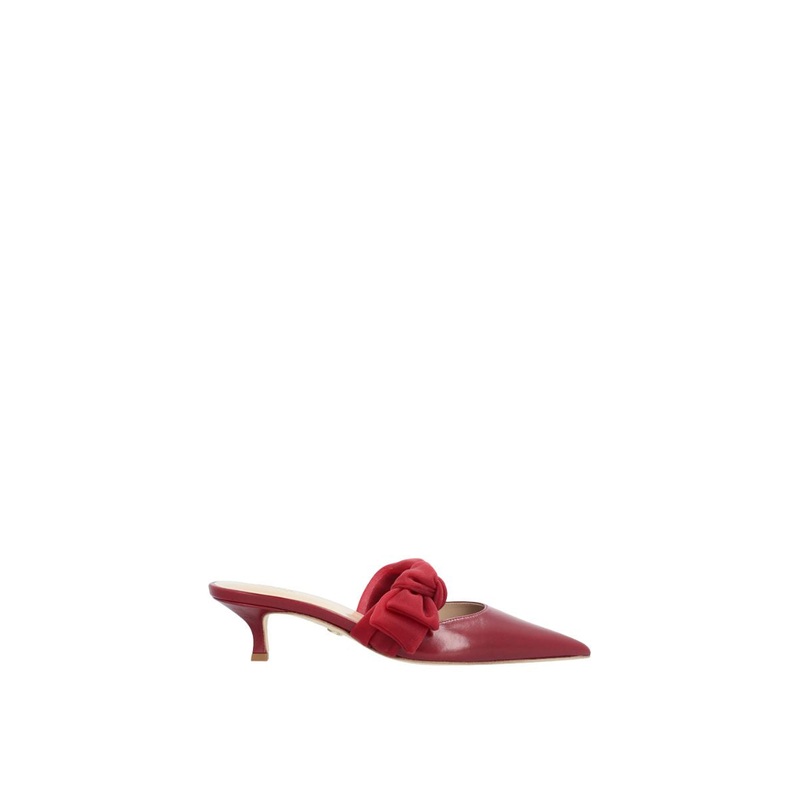 SIDE TIE MULE 45 IN BORDEAUX NAPPA AND MESH