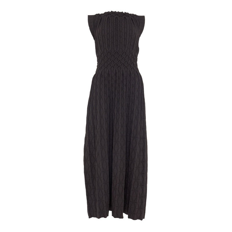 SMOCKED DETAIL KNITTED DRESS