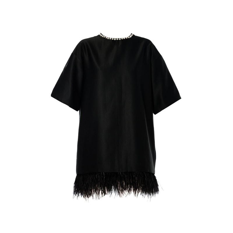 VERA JET BLACK DIAMONDS AND FEATHERS DRESS