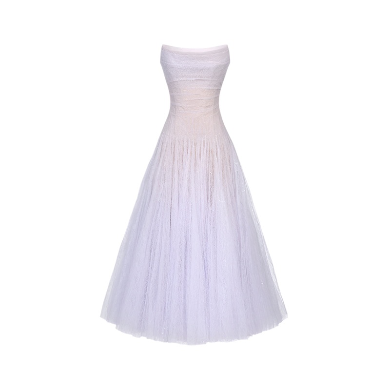 VIOLET DRAPED LACE MIDI DRESS