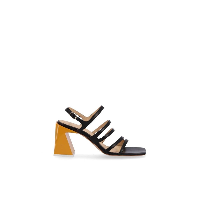 AUBREY BLACK LEATHER SANDALS