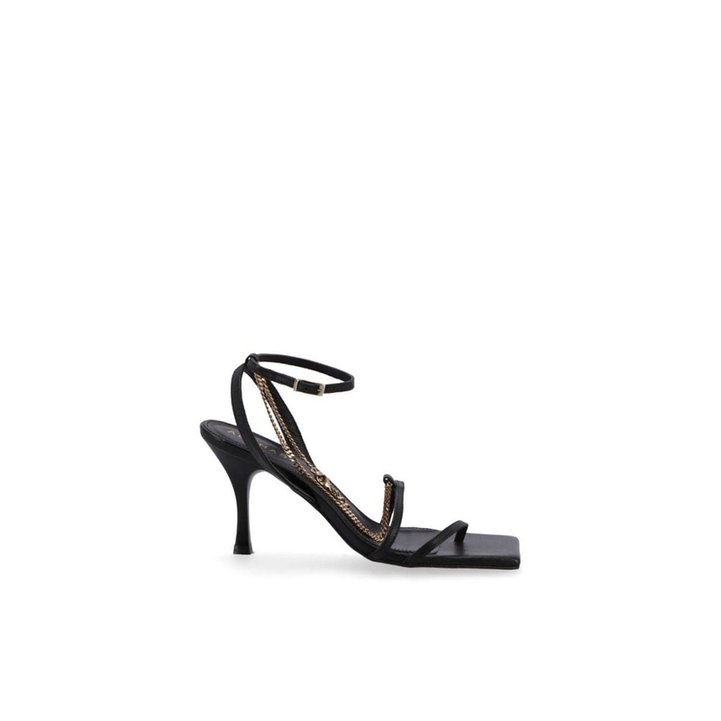 BLACK STRAPS CHAIN SANDALS
