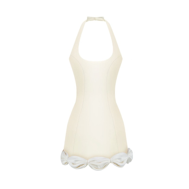 CAKE BOW MINI DRESS IN LIGHT YELLOW