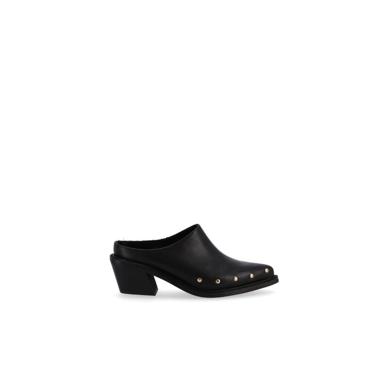 LORENZO BLACK LEATHER MULES