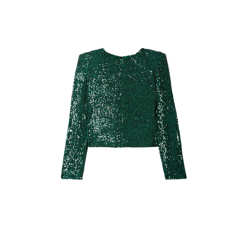 SEQUIN STRETCH-TULLE TOP
