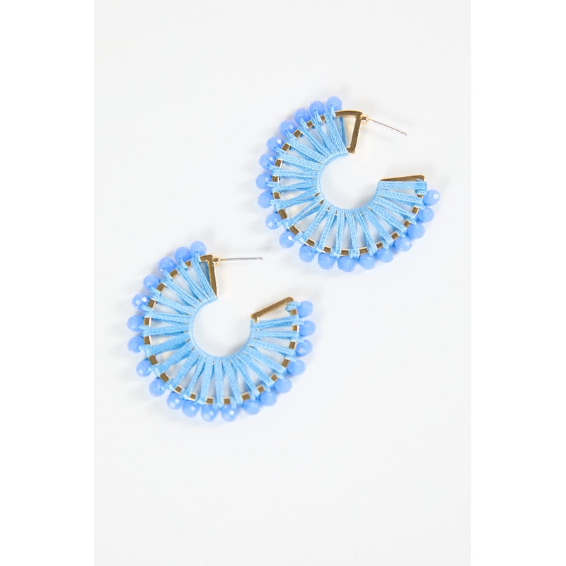 Blue Thread Wrapped Hoop Earrings FINAL SALE