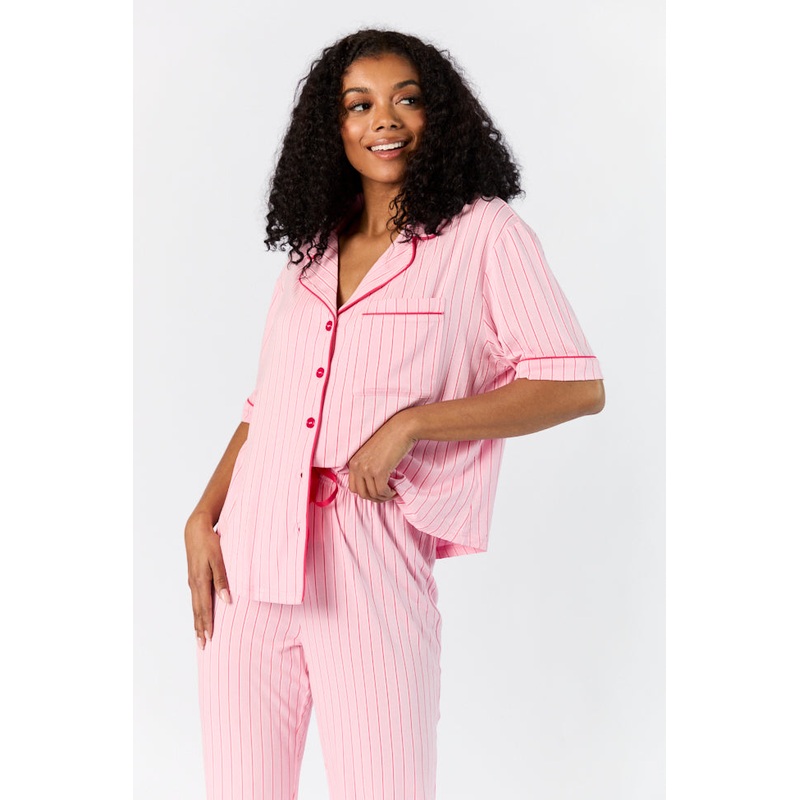 Good To Get Away Pink and Red Stripe Top