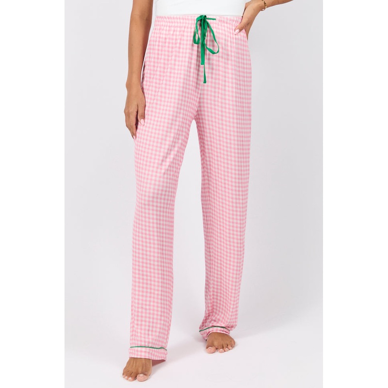Good To Get Away Pink Gingham Pajama Pants