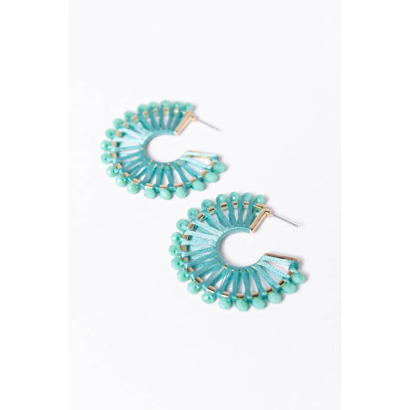 Green Thread Wrapped Hoop Earrings FINAL SALE