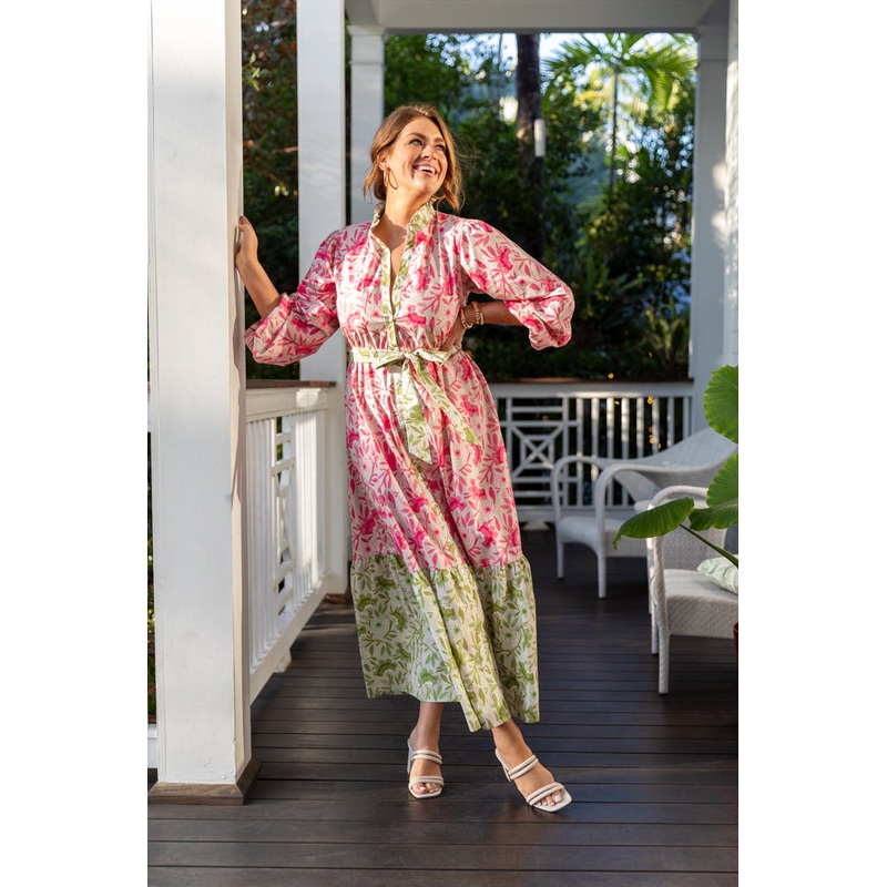 Grow Together Multi Colorblock Floral Midi Dress