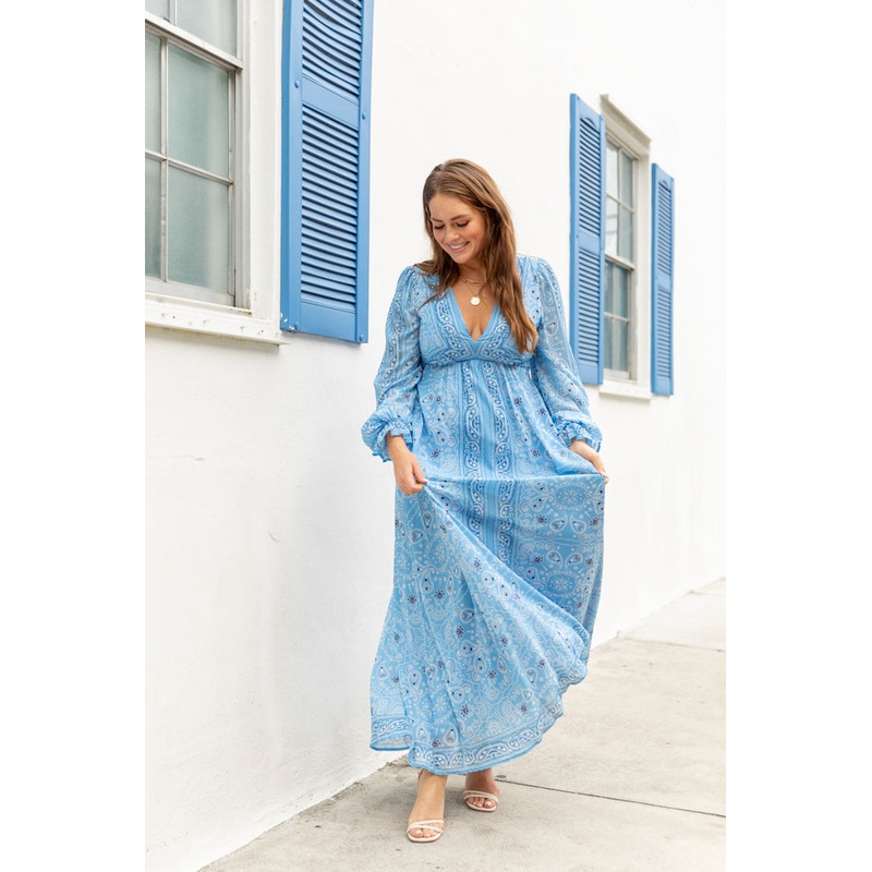 It’s On Me Blue Bandana Print Maxi Dress