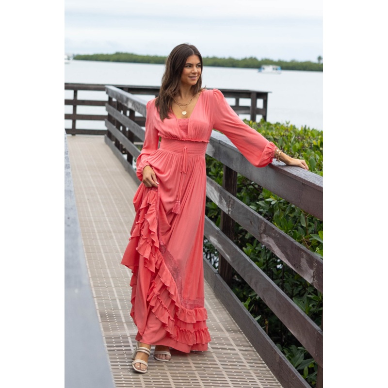 Lucky To Have You Coral Maxi Dress