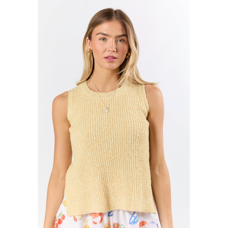 Best Day Ever Yellow High Neck Sweater Tank