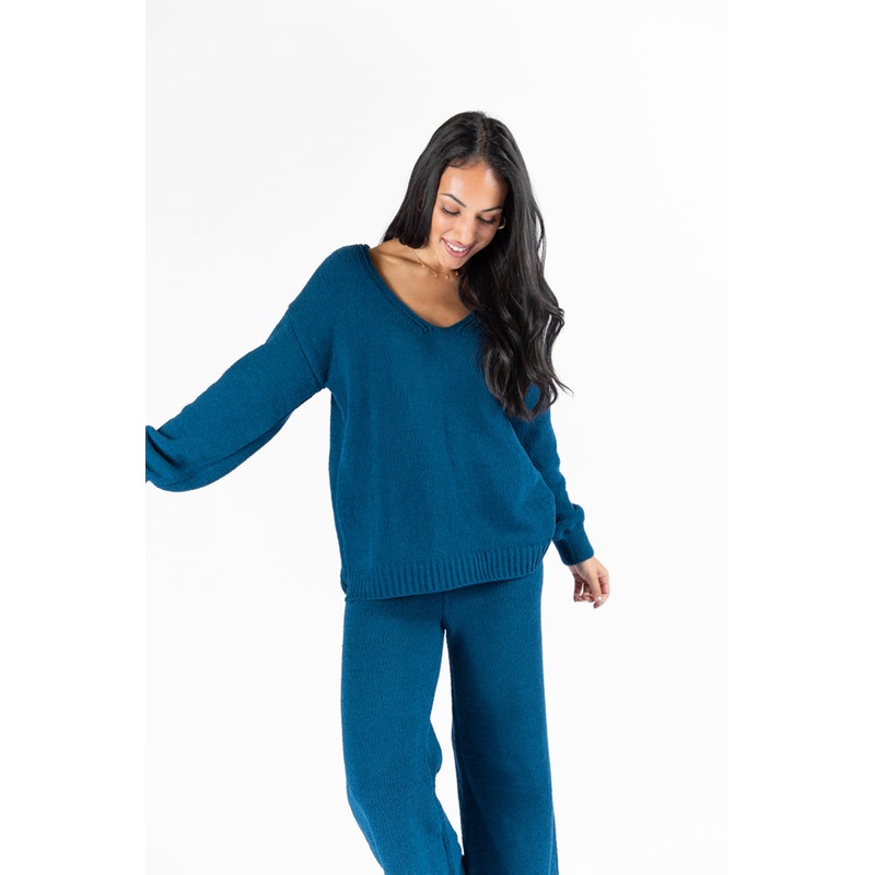 Cozy For Keeps Navy V-Neck Sweater FINAL SALE