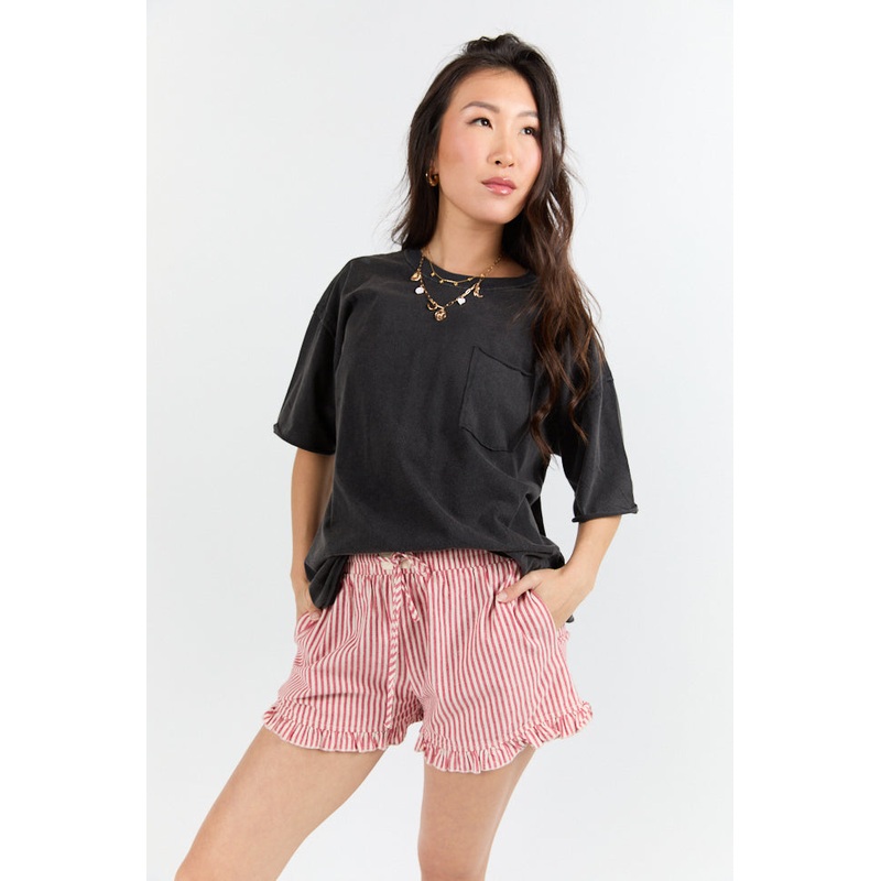 Easy To Style Black Knit Pocket T Shirt