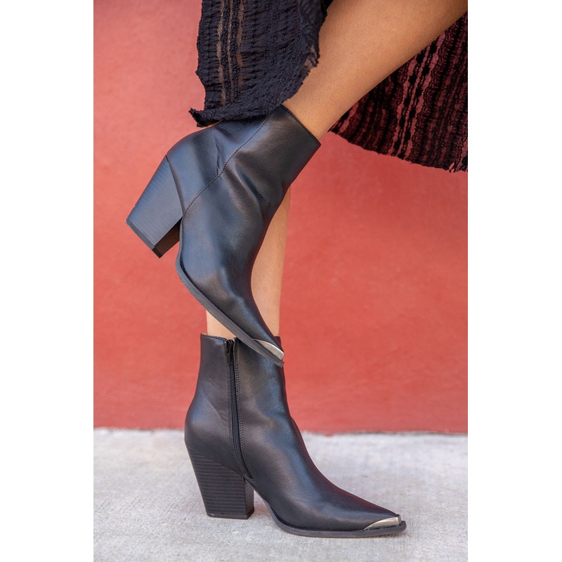 Ellison Black Pointed Toe Booties