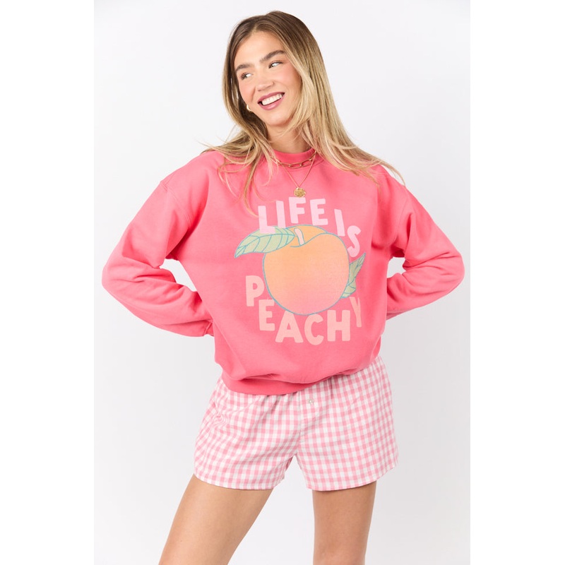 Life Is Peachy Light Red Graphic Sweatshirt