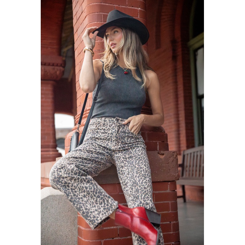 Primal Instincts Wide Leg Leopard Jeans