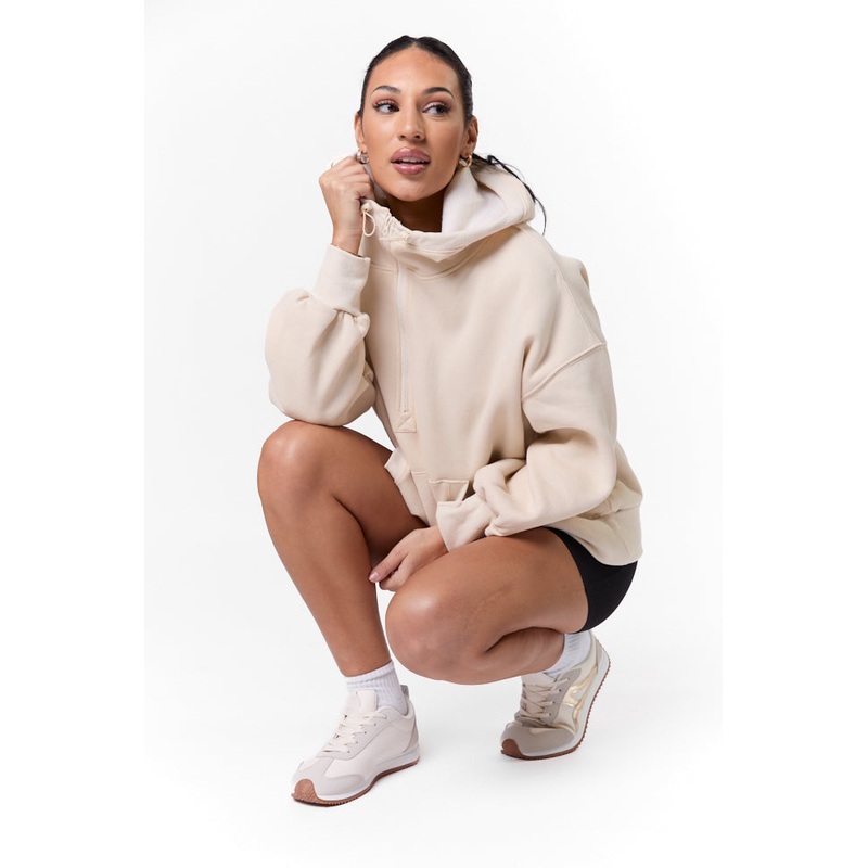 Stop and Go Stone Oversized Hooded Pullover