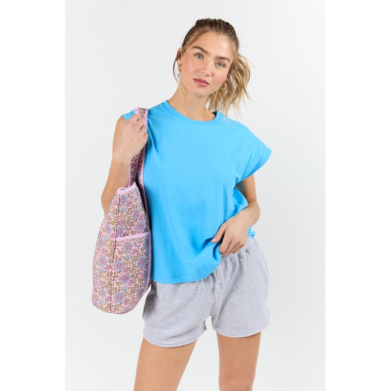 Classic Aqua Cap Sleeve Knit T Shirt