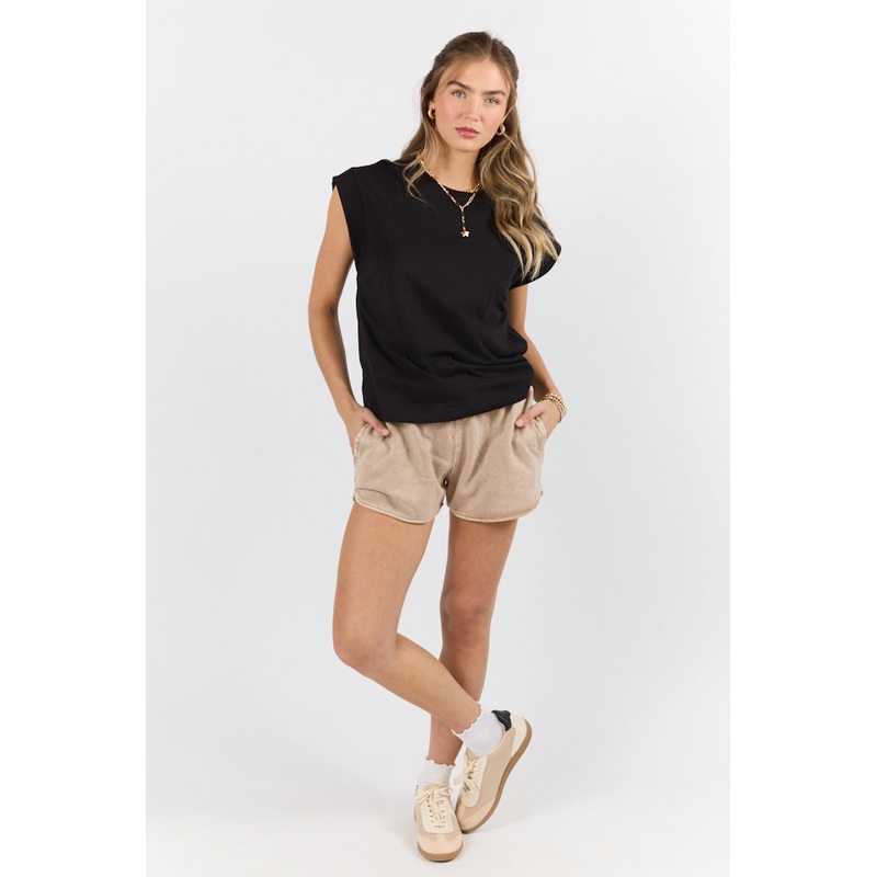 Classic Black Cap Sleeve Knit T Shirt