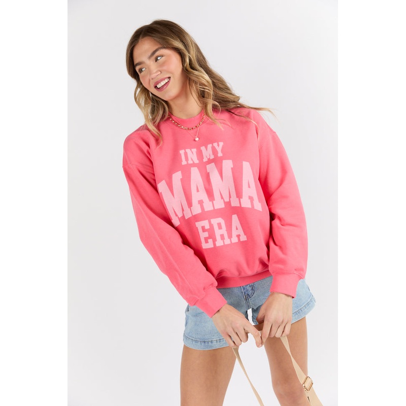 In My Mama Era Light Red Graphic Sweatshirt