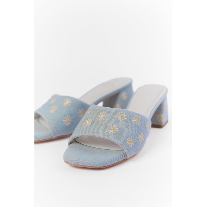 Lulu Denim Daisy Heels FINAL SALE