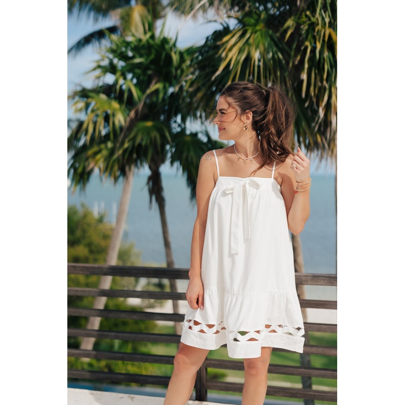 Saltwater Soul Ivory Lattice Mini Dress