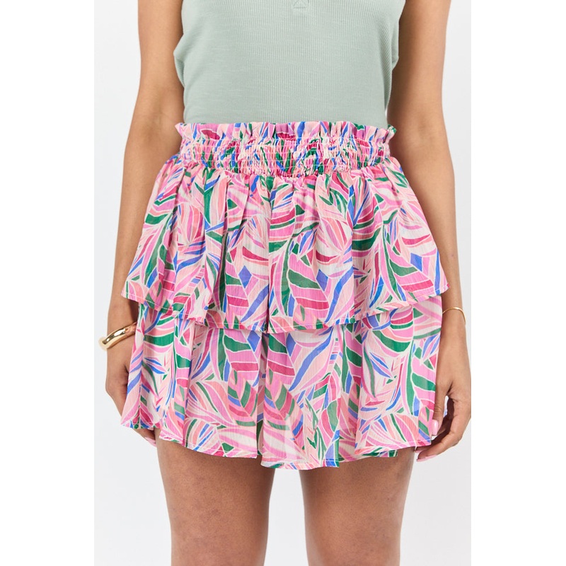 Breezy Multi Tropical Tiered Skort