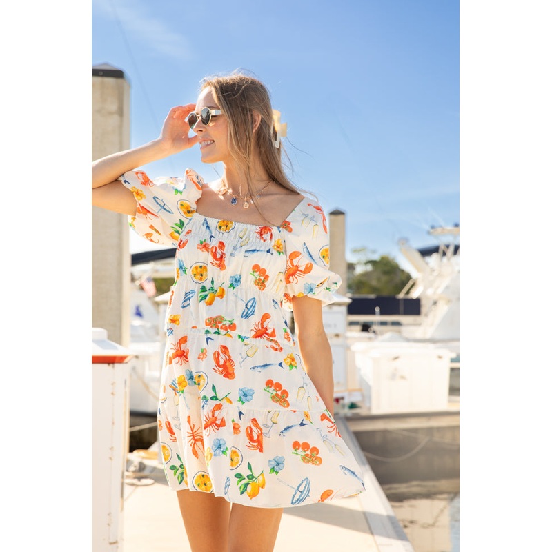 Everything I Love White Multi Icon Print Mini Dress