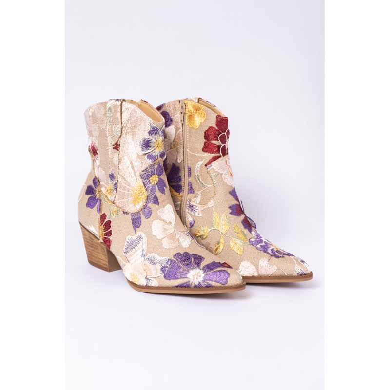 Gemma Floral Pointed Toe Booties