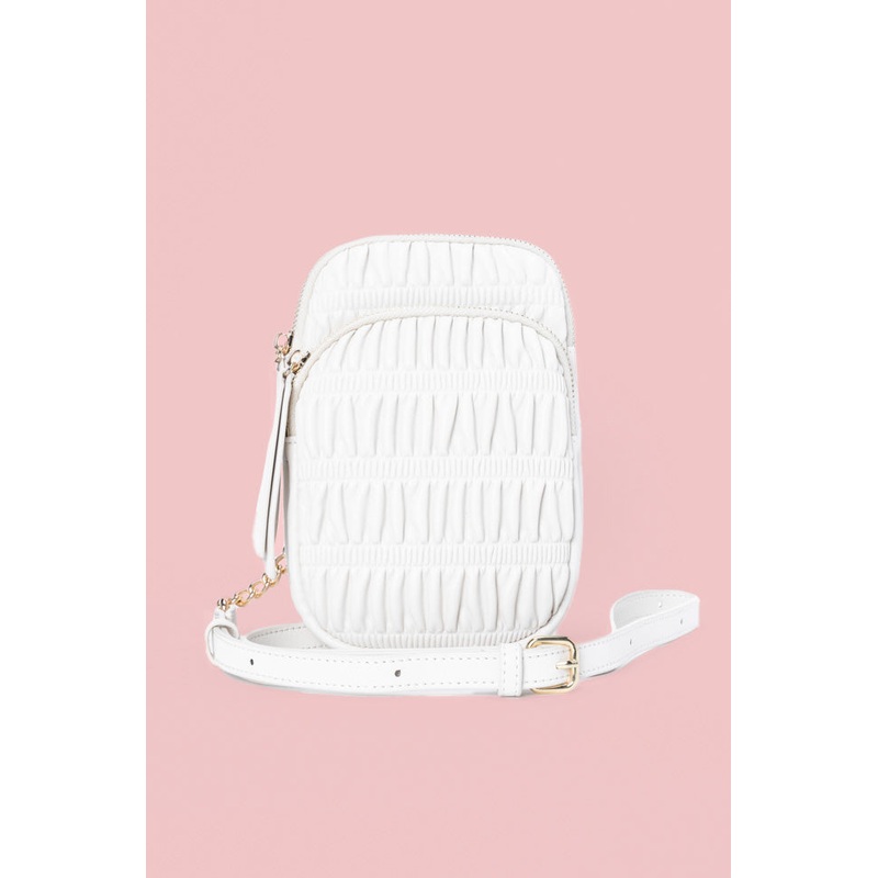 Ivory Ruched Crossbody Purse