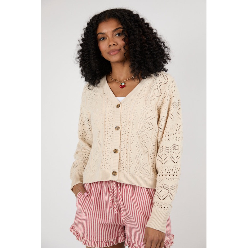 Lasting Impressions Taupe Open Knit Cardigan FINAL SALE