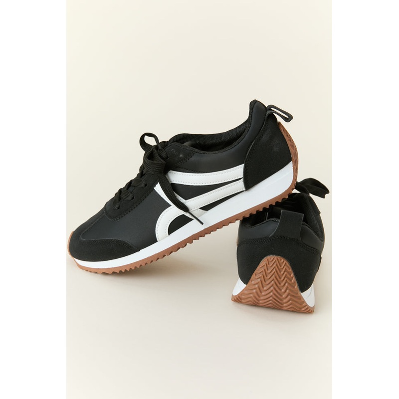 Madeline Black Stripe Sneakers