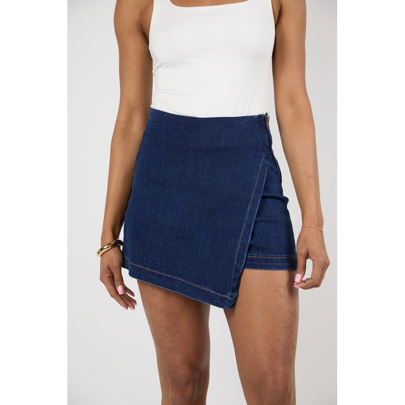 My Favorite Dark Wash Denim Skort