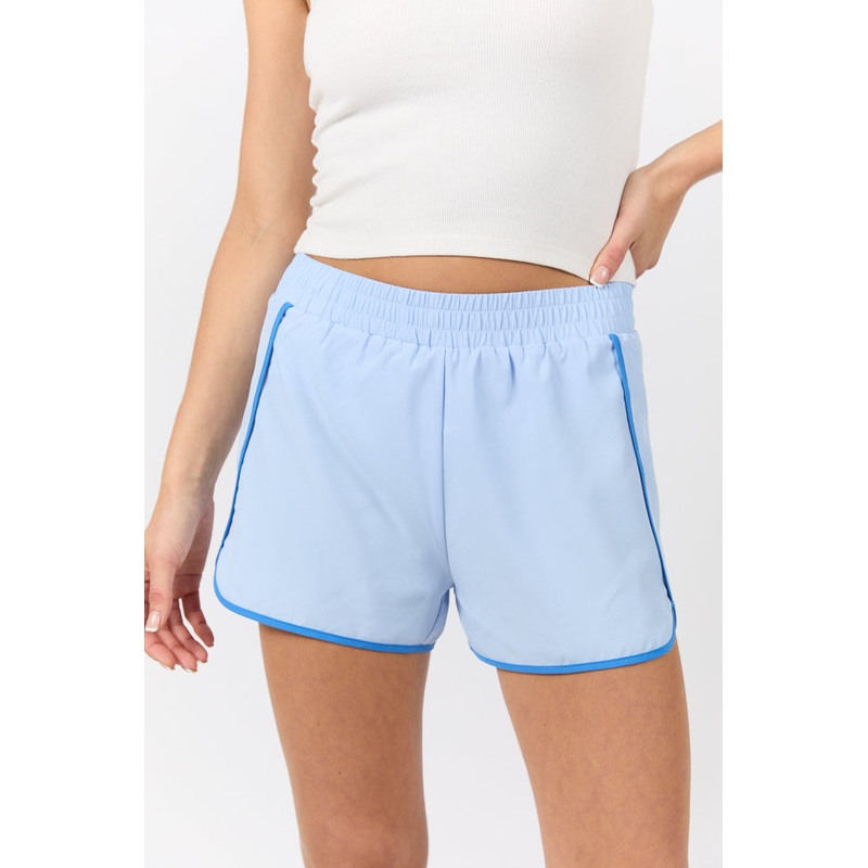 On The Move Blue Running Shorts With Contrast Trim
