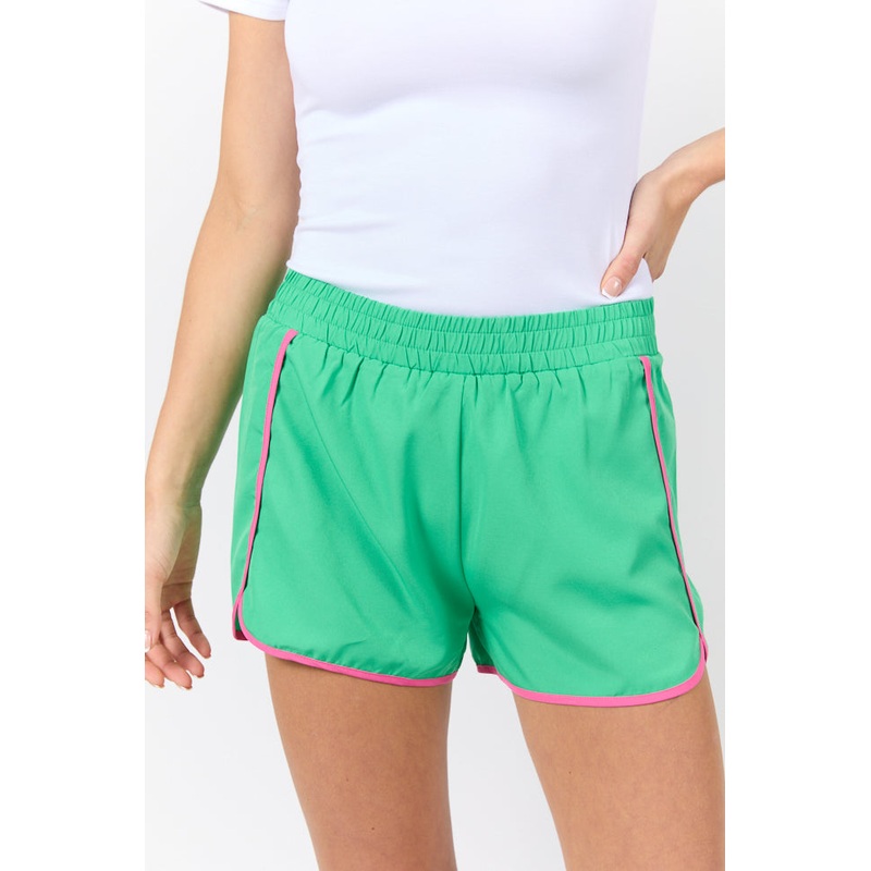 On The Move Green and Pink Running Shorts With Contrast Trim
